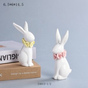 Easter Decorations Porcelain Bunny Figurine Ceramic Rabbits Modern Art Spring Home Decor