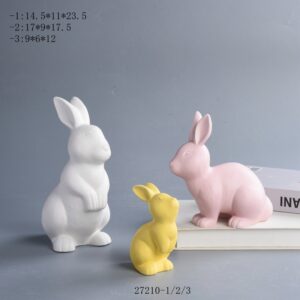 Ceramic Easter Decorations Rabbit Figurines Colorful Bunny
