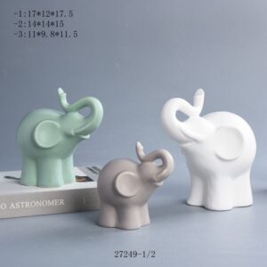 Ceramic Elephant Figurines with Trunk Up Home Decor