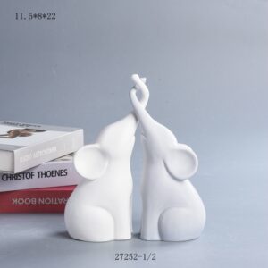 Set of 2 Loving Elephant Statue Figurine Gifts for Couples Home Lucky Decor