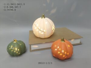 Halloween Pumpkin Porcelain Pumpkin Led Lighted Hollow-Carved Design