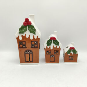 Hand Painting Ceramic Christmas House with LED