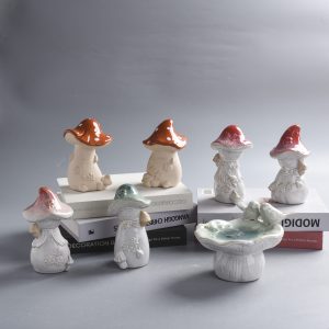 Garden decoration porcelain mushroom reactive decor