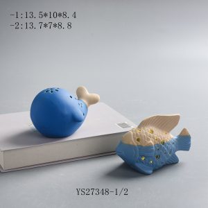 Two-tone sea animals porcelain fish led light decor