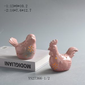 Indoor Led Lighted Ceramic Animal Decoration Handmade Small Porcelain