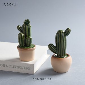 Cactus with flowerpot ceramic home decor