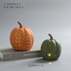 Wholesale Floral Hollow Ceramic Pumpkin LED Light | Fall Harvest Thanksgiving Seasonal Home Decor Supplier