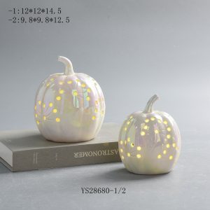 Wholesale Iridescent Cutout Ceramic Pumpkin LED Light | Fall Harvest Seasonal Ornament