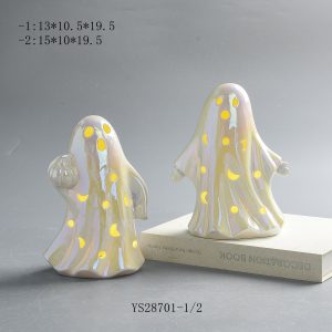 Wholesale Iridescent Ceramic Ghost LED Lamp | Halloween Seasonal Home Decoration